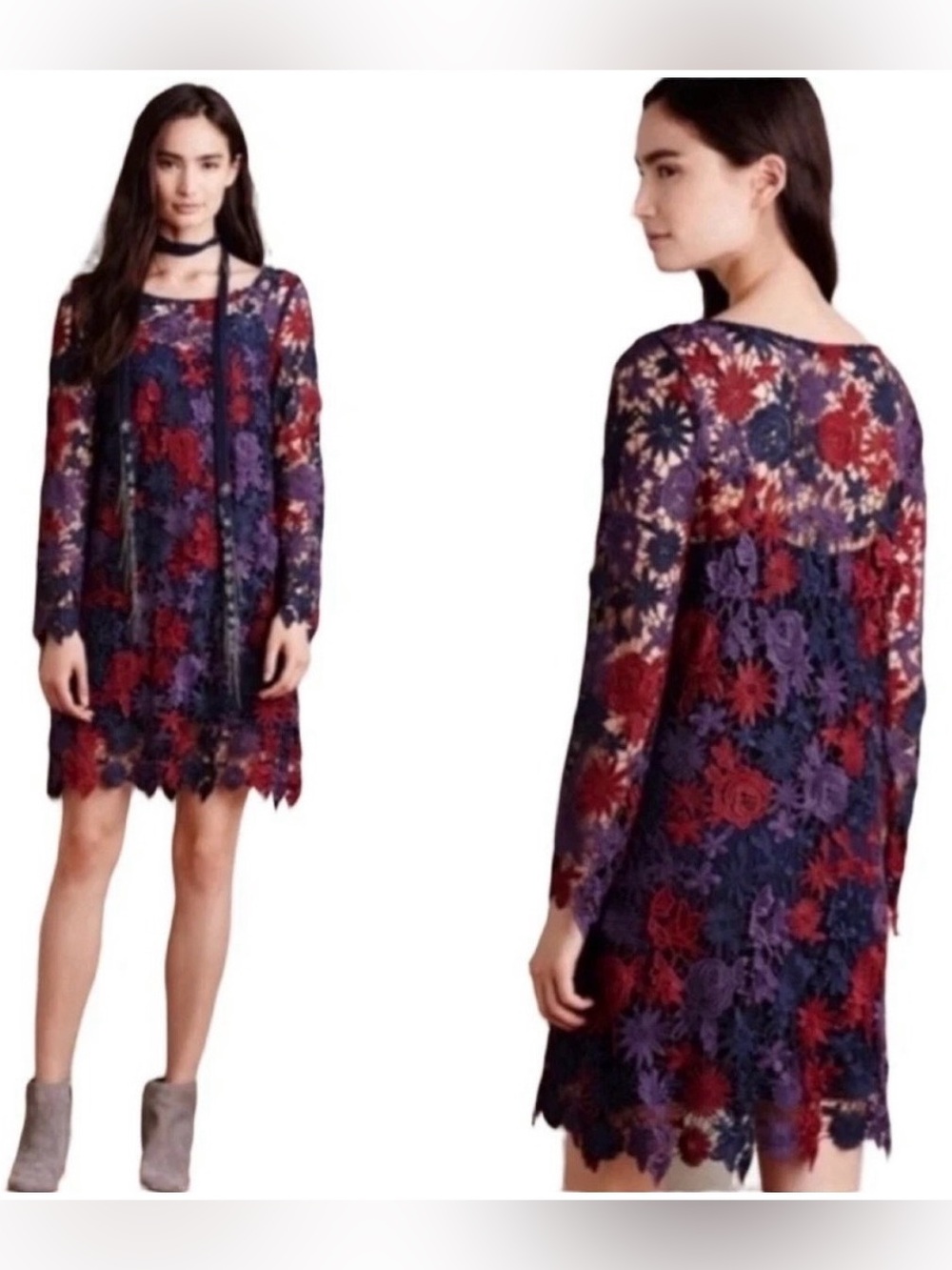 Anthropologie Long Sleeve Lace Dress